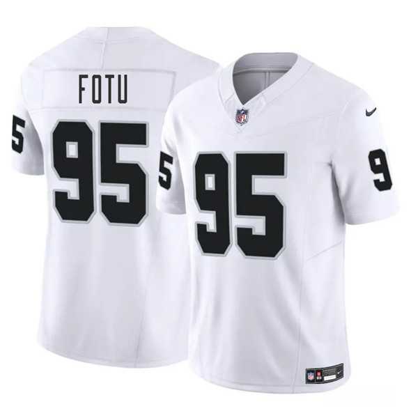 Men & Women & Youth Las Vegas Raiders #95 Leki Fotu White 2025 F.U.S.E. Vapor Stitched Jersey->las vegas raiders->NFL Jersey